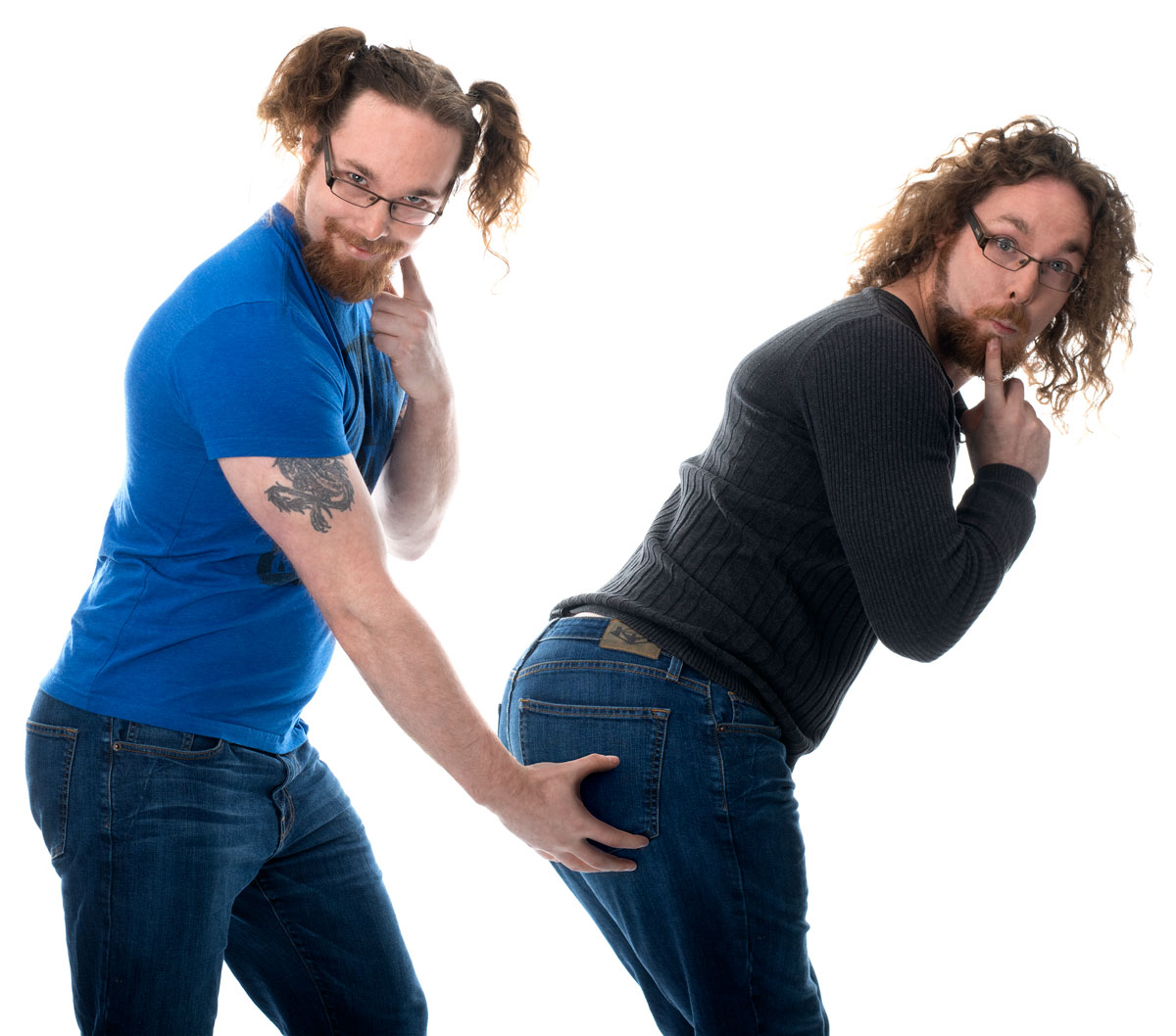 Tom morrison touching another Tom Morrison on the bum